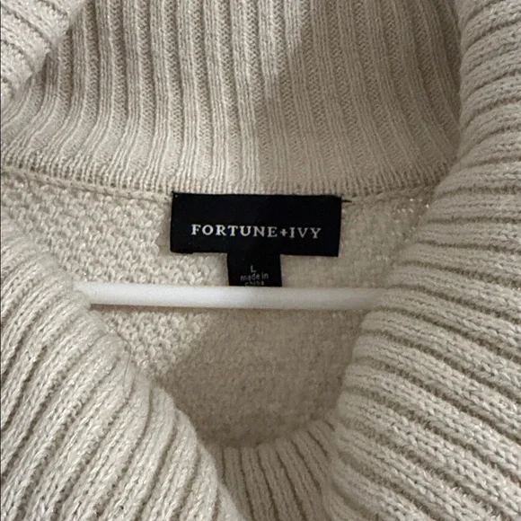 Cozy Chevron Cowl Neck Sweater - Cream and Brown - Picture 2 of 4